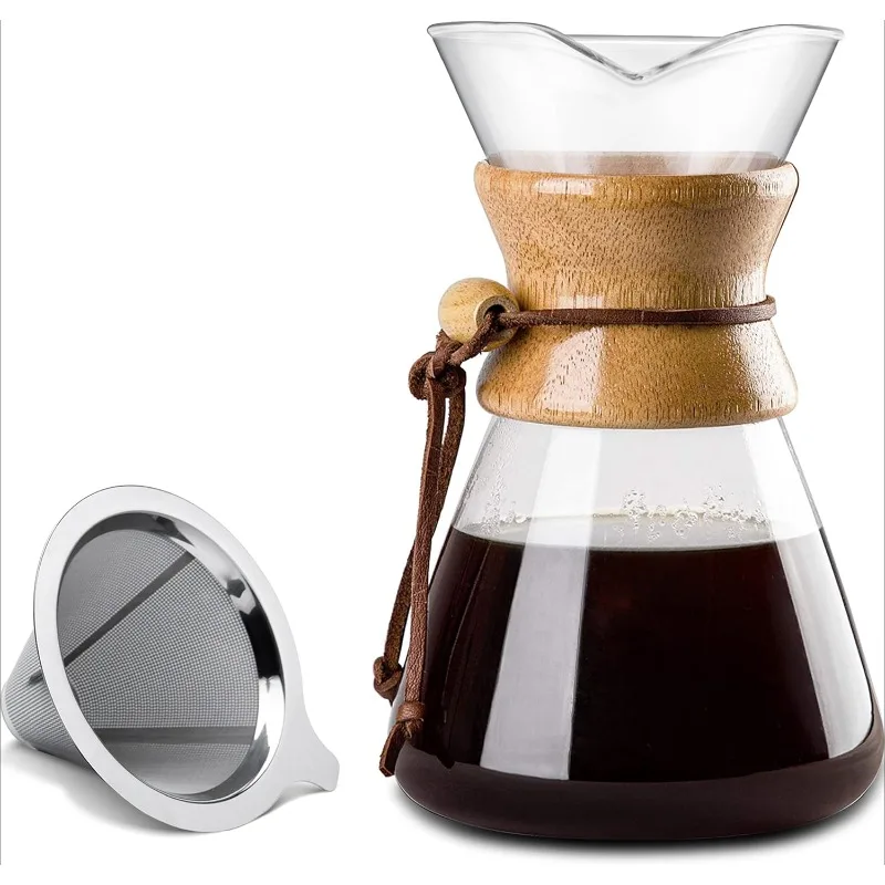 Pour Over Coffee Maker with Double Layer Stainless Steel Filter, 8-Cup, 34oz, Drip Coffee Maker, Coffee Dripper Brewer,
Pour Over Coffee Maker with Double Layer Stainless Steel Filter, 8-Cup, 34oz, Drip Coffee Maker, Coffee Dripper Brewer,