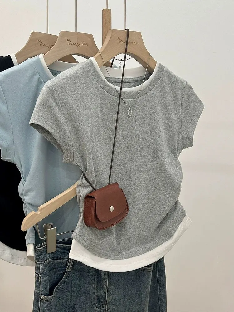 Новая летняя женская круглая футболка Ne Splice Color ort Sve Waist Inward ort Sle Cotton Pure Color Faionable
Новая летняя женская круглая футболка Ne Splice Color ort Sve Waist Inward ort Sle Cotton Pure Color Faionable