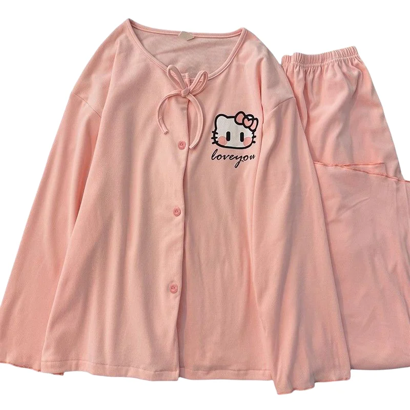 Hello Kitty animation peripheral cartoon pajamas high-looking girly heart long-sleeved cardigan home wear, top and pants suit
Hello Kitty animation peripheral cartoon pajamas high-looking girly heart long-sleeved cardigan home wear, top and pants suit