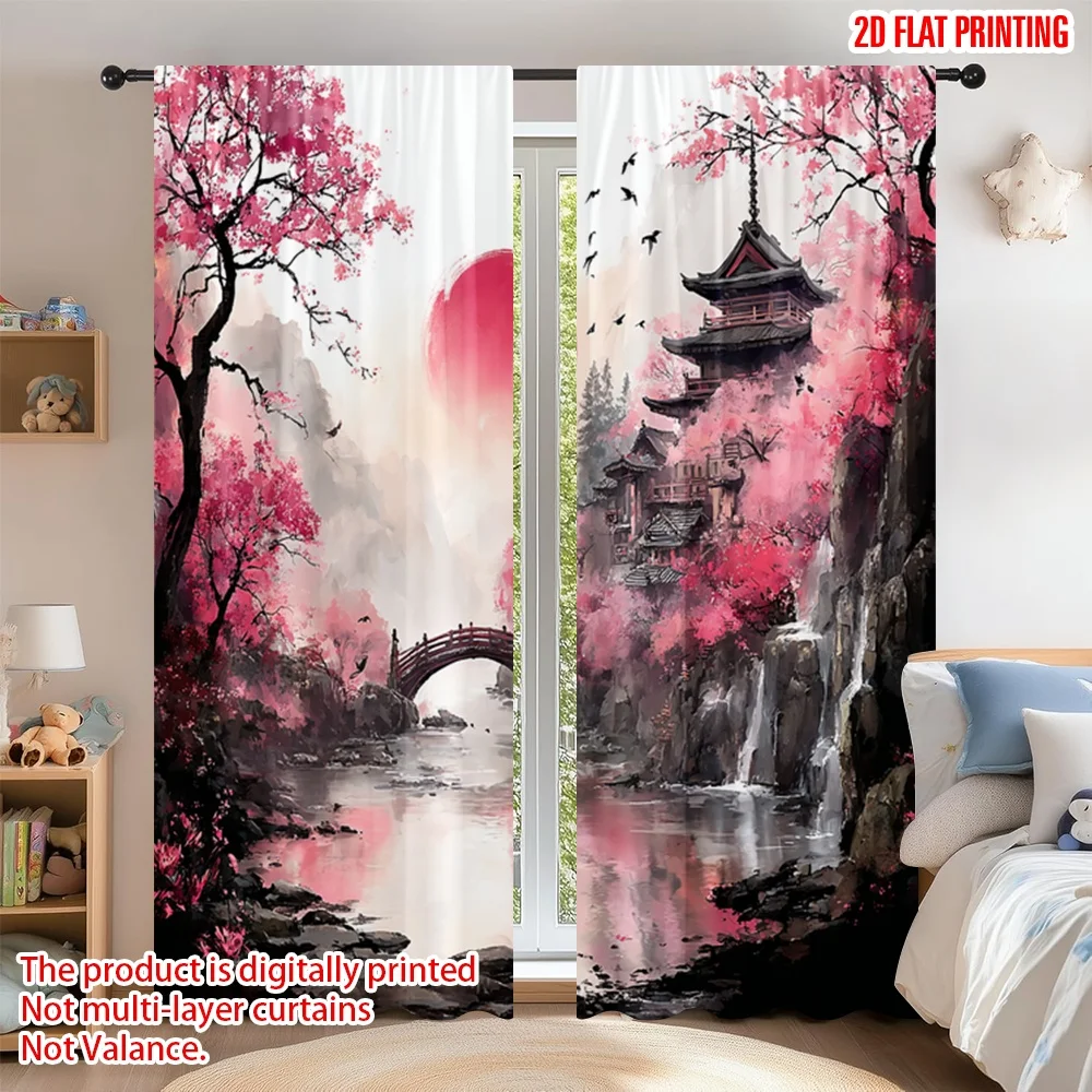2D flat printing 2pcs Curtain Party Curtain Cherry Blossom Serenity Scene Digital Printed Polyester Drapes Holiday Decorations
2D flat printing 2pcs Curtain Party Curtain Cherry Blossom Serenity Scene Digital Printed Polyester Drapes Holiday Decorations
