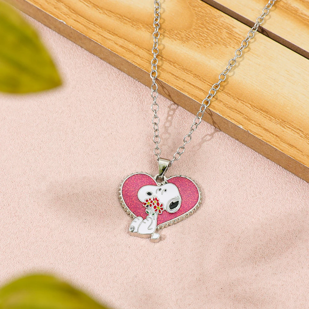 Snoopy Pink Peach Heart Necklace Cute Cartoon Character Sweet Pendant Collarbone Chain Accessory for Anniversary Gift
Snoopy Pink Peach Heart Necklace Cute Cartoon Character Sweet Pendant Collarbone Chain Accessory for Anniversary Gift