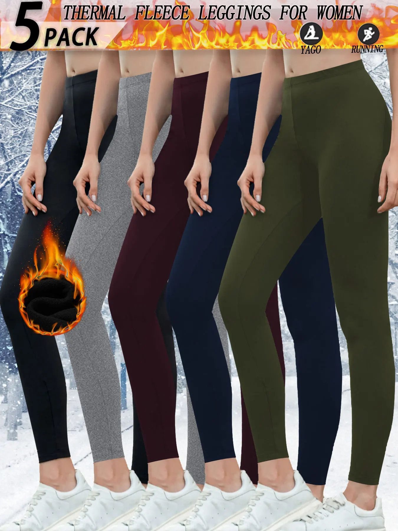 5PACK Super Soft Fleece Lined Leggings Women, Workout Yoga Running Thermal Warm Pants For cold winter
5PACK Super Soft Fleece Lined Leggings Women, Workout Yoga Running Thermal Warm Pants For cold winter