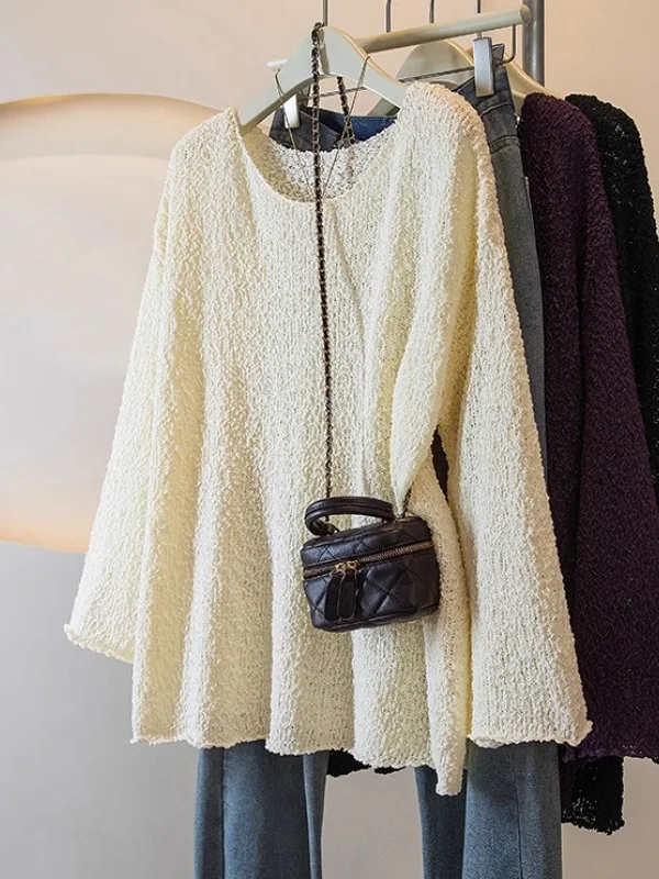 Textured Knit Long Sleeve Women's T-Shirt Lazy Style Big Size Early Spring New Arrival Comfortable Breathable Korean Version
Textured Knit Long Sleeve Women's T-Shirt Lazy Style Big Size Early Spring New Arrival Comfortable Breathable Korean Version