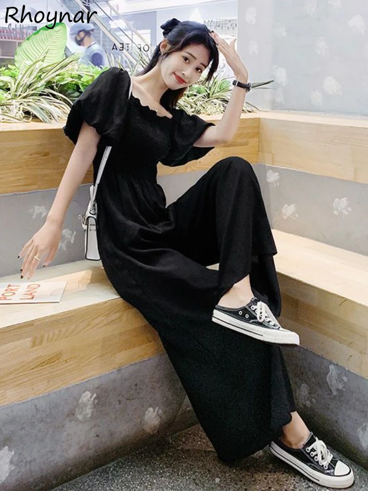 Black Jumpsuits Women Puff Sleeve High Waisted A-line Pure Summer Wide Leg Bodycone Clothing Vintage Korean Hipster Elegant Chic
Black Jumpsuits Women Puff Sleeve High Waisted A-line Pure Summer Wide Leg Bodycone Clothing Vintage Korean Hipster Elegant Chic