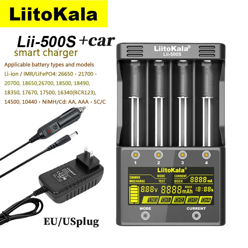 LiitoKala Lii-500S 500 18650 LCD Battery Charger for 26650 16340 18350 3.7V 1.2V Ni-MH Ni-Cd Li-ion Test Battery Capacity +car
LiitoKala Lii-500S 500 18650 LCD Battery Charger for 26650 16340 18350 3.7V 1.2V Ni-MH Ni-Cd Li-ion Test Battery Capacity +car