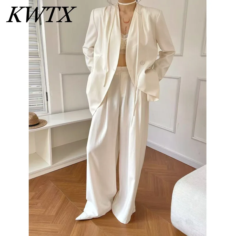 KWTX Solid Color One Button Long Sleeve Simple Suit Woman +2025 Spring New Wide Leg Pants Two-piece Set
KWTX Solid Color One Button Long Sleeve Simple Suit Woman +2025 Spring New Wide Leg Pants Two-piece Set
