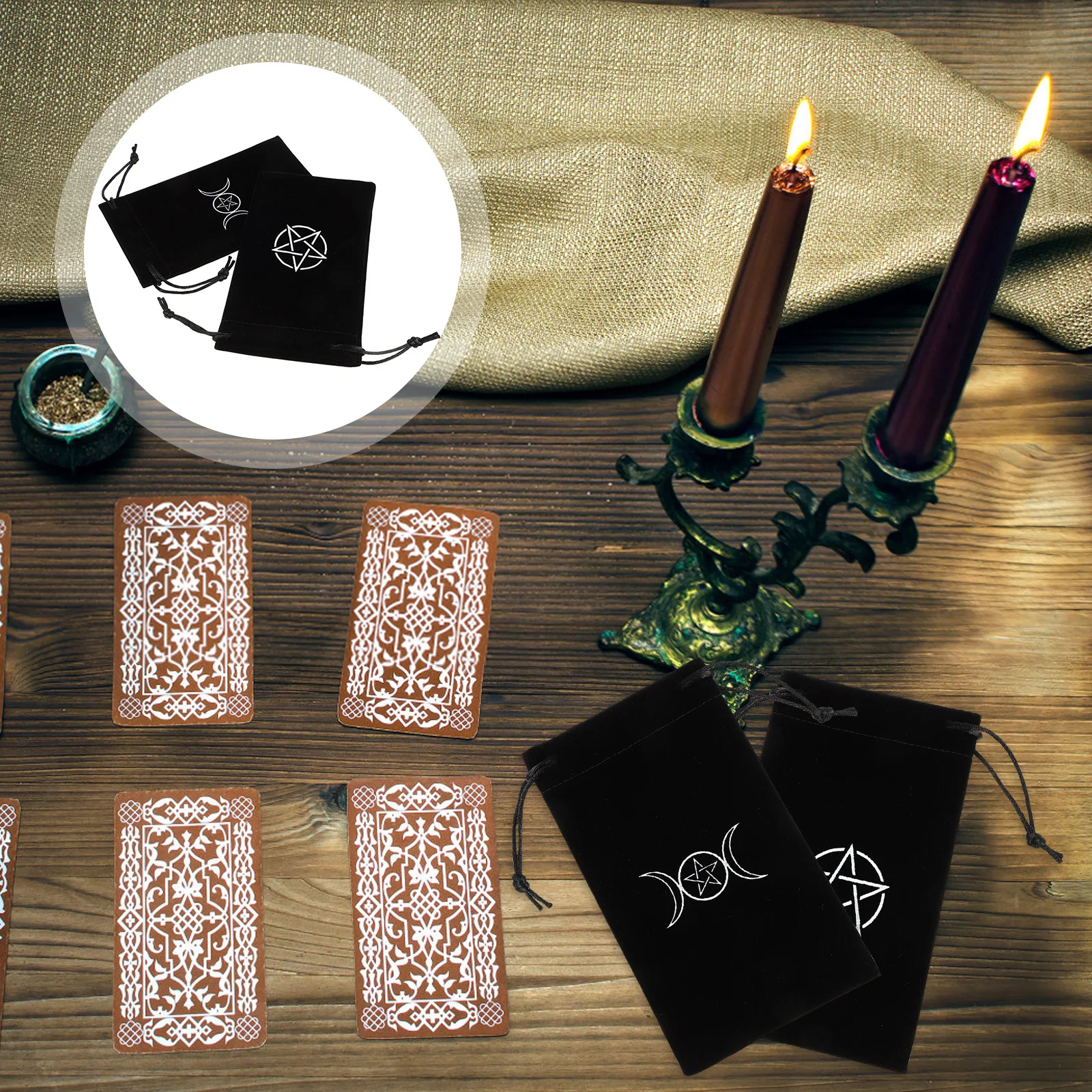 2Pcs Tarot Card Fabric Bag Premium Quality Drawstring Pouch for Card Storage Pentacle Design Portable Organizer for Tarot
2Pcs Tarot Card Fabric Bag Premium Quality Drawstring Pouch for Card Storage Pentacle Design Portable Organizer for Tarot