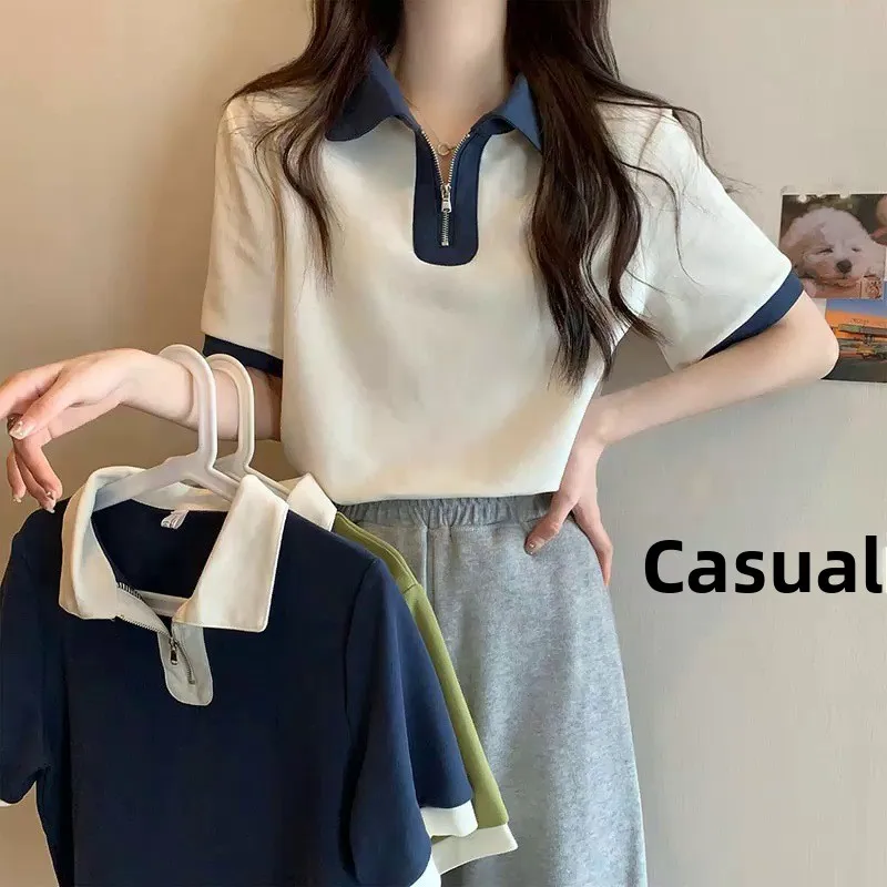 plus Size Women's Short Sleeve T-Shirt Zipper Collar Slim Fit Shirt Casual Summer Fashion Upperwear Cotton 100%
plus Size Women's Short Sleeve T-Shirt Zipper Collar Slim Fit Shirt Casual Summer Fashion Upperwear Cotton 100%