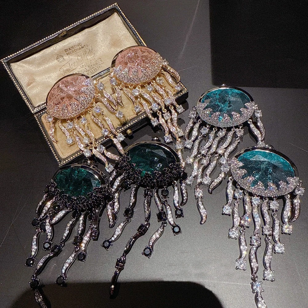 Jellyfish Tassel Earrings Copper Inlaid Zirconia Ocean Wave Boho Jewelry Deep Sea Healing Gift Handmade Romantic Aura for Women
Jellyfish Tassel Earrings Copper Inlaid Zirconia Ocean Wave Boho Jewelry Deep Sea Healing Gift Handmade Romantic Aura for Women