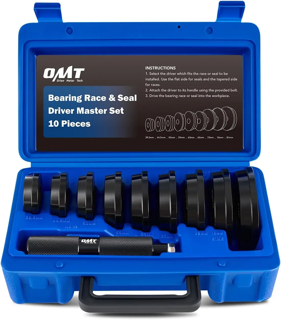 Комплект прессы для подшипников, комплект уплотнений и гоночных отверток из 10 шт. с адаптерами, синий корпус
Комплект прессы для подшипников, комплект уплотнений и гоночных отверток из 10 шт. с адаптерами, синий корпус