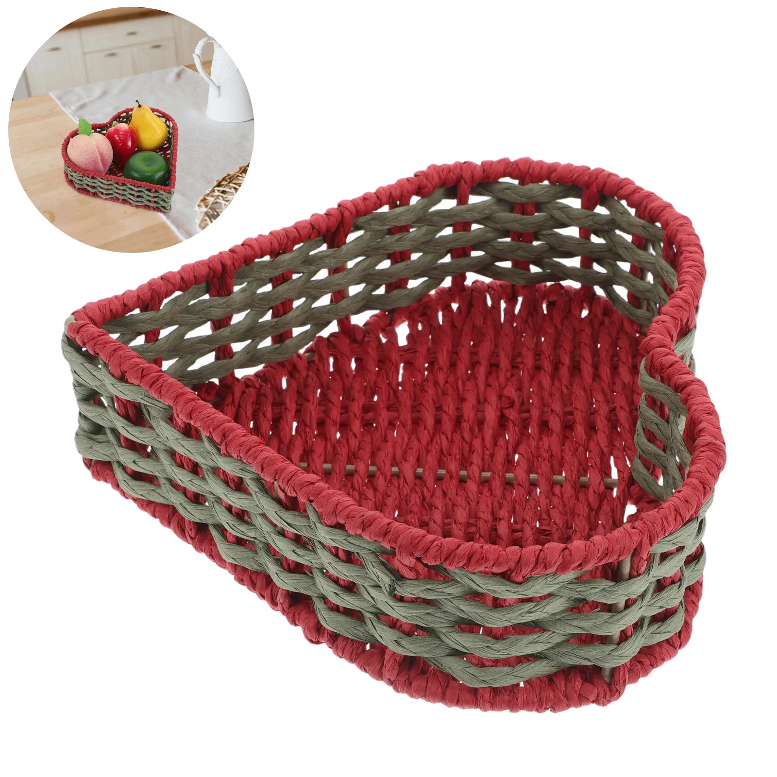 Heart Shaped Hand Woven Storage Basket Imitation Rattan Paper Rope Multipurpose Snack Fruit Display Basket Decorative Vanity
Heart Shaped Hand Woven Storage Basket Imitation Rattan Paper Rope Multipurpose Snack Fruit Display Basket Decorative Vanity