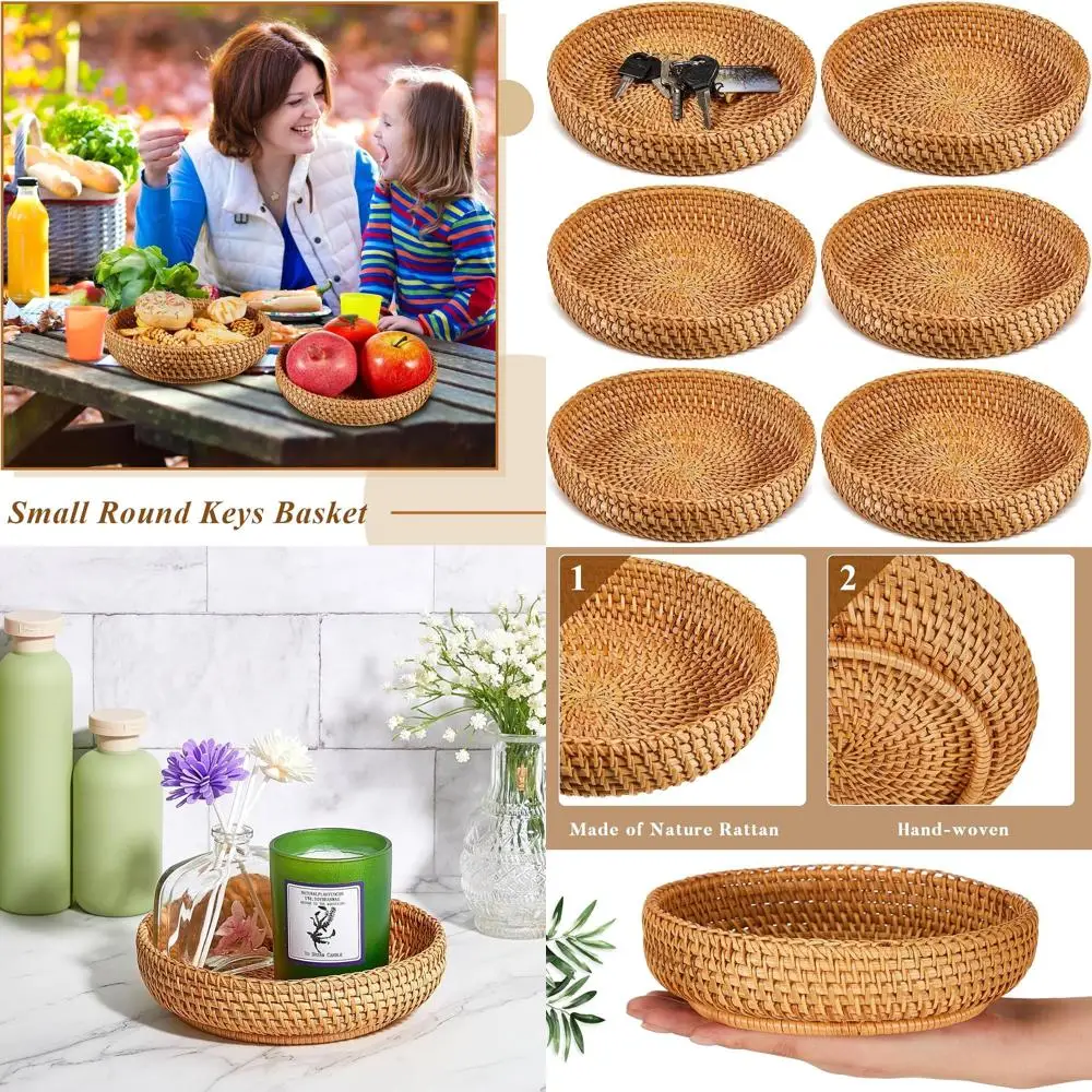 Brown Rattan Wicker Round Basket for Organizing Keys, Wallets, and Tabletops
Brown Rattan Wicker Round Basket for Organizing Keys, Wallets, and Tabletops