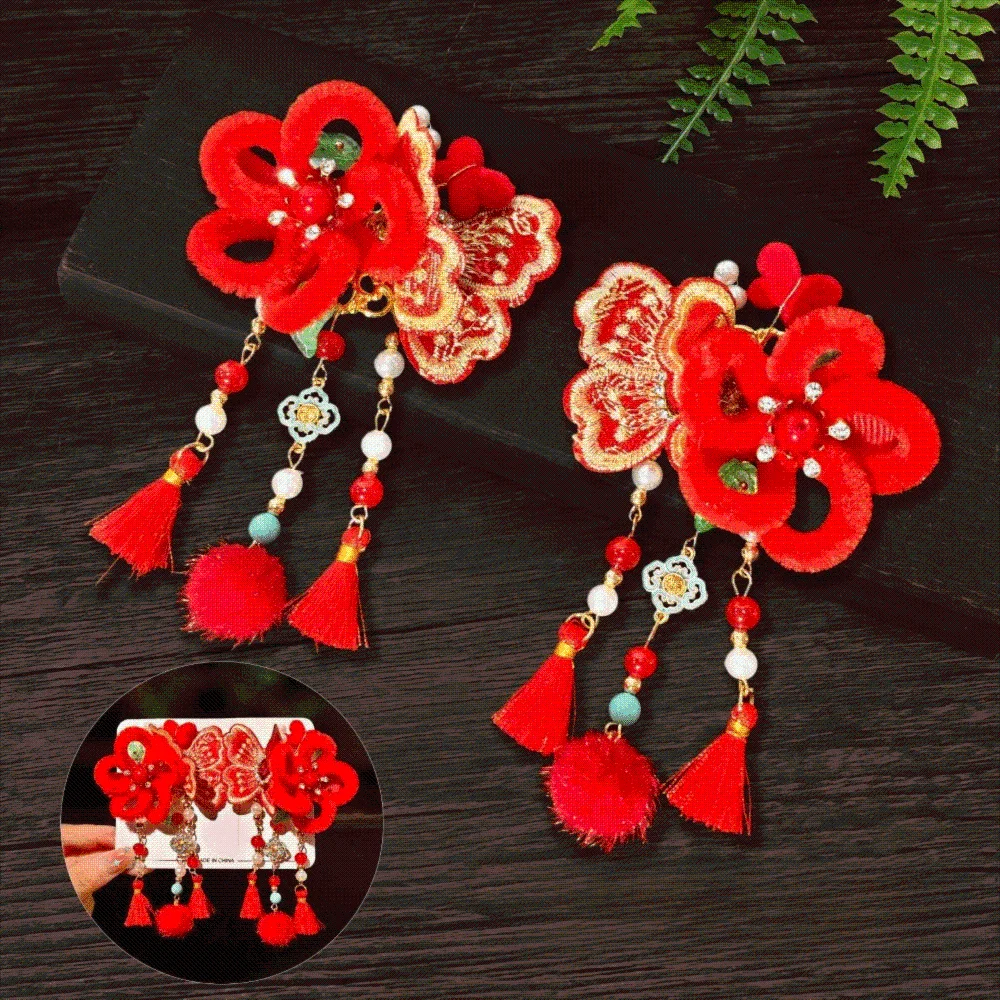 1 Pair Tang Suit Chinese Style Hanfu Red Hair Clips Pearl Butterfly New Year Headwear Ancient Cute Bow Tassel Hairpin Children
1 Pair Tang Suit Chinese Style Hanfu Red Hair Clips Pearl Butterfly New Year Headwear Ancient Cute Bow Tassel Hairpin Children