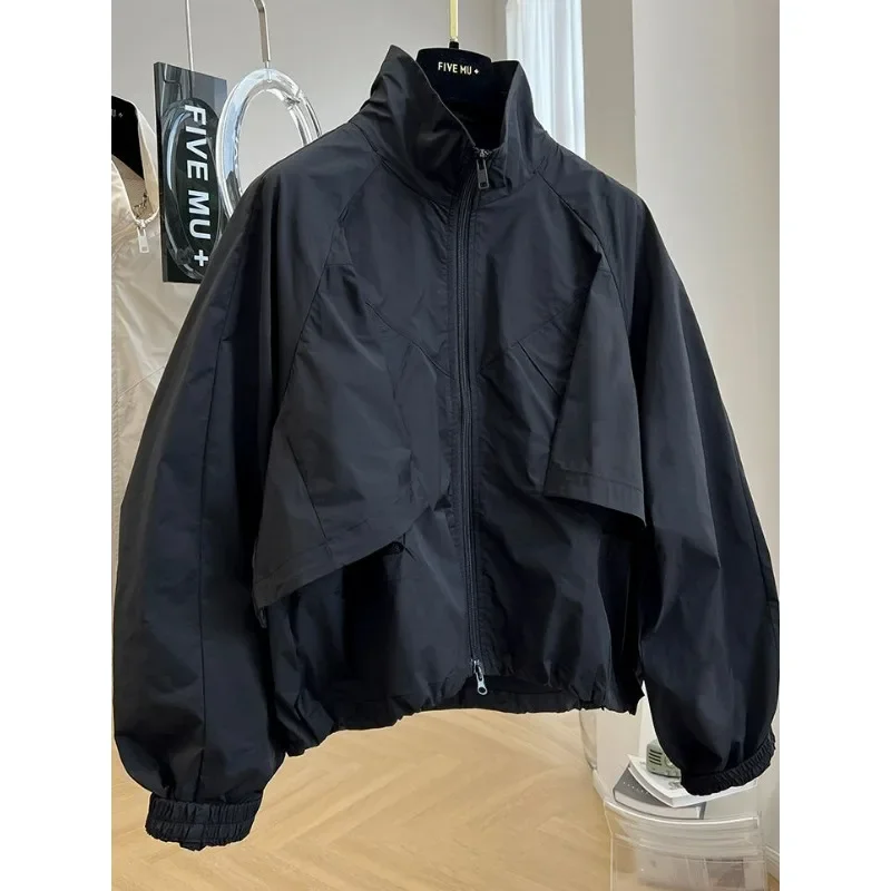 Design Sense of Loose Long-sleeved Stormjacket Black Coat Female 2025 Spring Autumn Stand Collar Casual Short Jacket Pop Clothes
Design Sense of Loose Long-sleeved Stormjacket Black Coat Female 2025 Spring Autumn Stand Collar Casual Short Jacket Pop Clothes