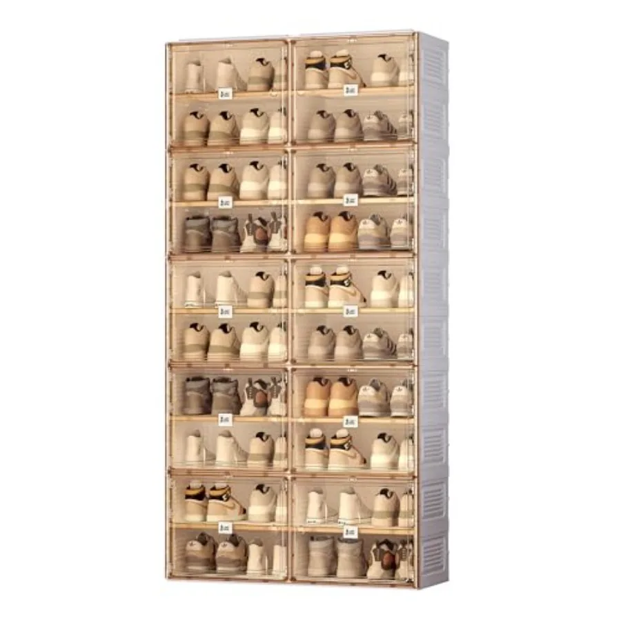Portable Shoe Rack Organizer for Closet Entryway, Stackable Sneaker Storage Shoe Cabinet with Magnetic Clear Door, Large Plasti
Portable Shoe Rack Organizer for Closet Entryway, Stackable Sneaker Storage Shoe Cabinet with Magnetic Clear Door, Large Plasti