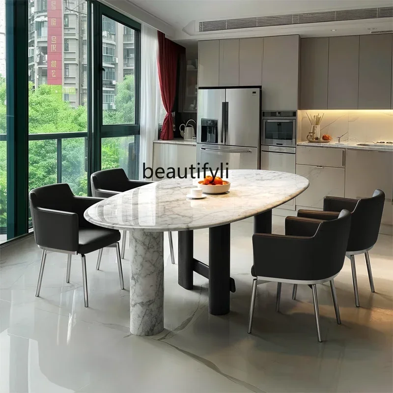 32Natural luxury stone dining table Light luxury designer Solid wood medium white marble dining table Oval
32Natural luxury stone dining table Light luxury designer Solid wood medium white marble dining table Oval