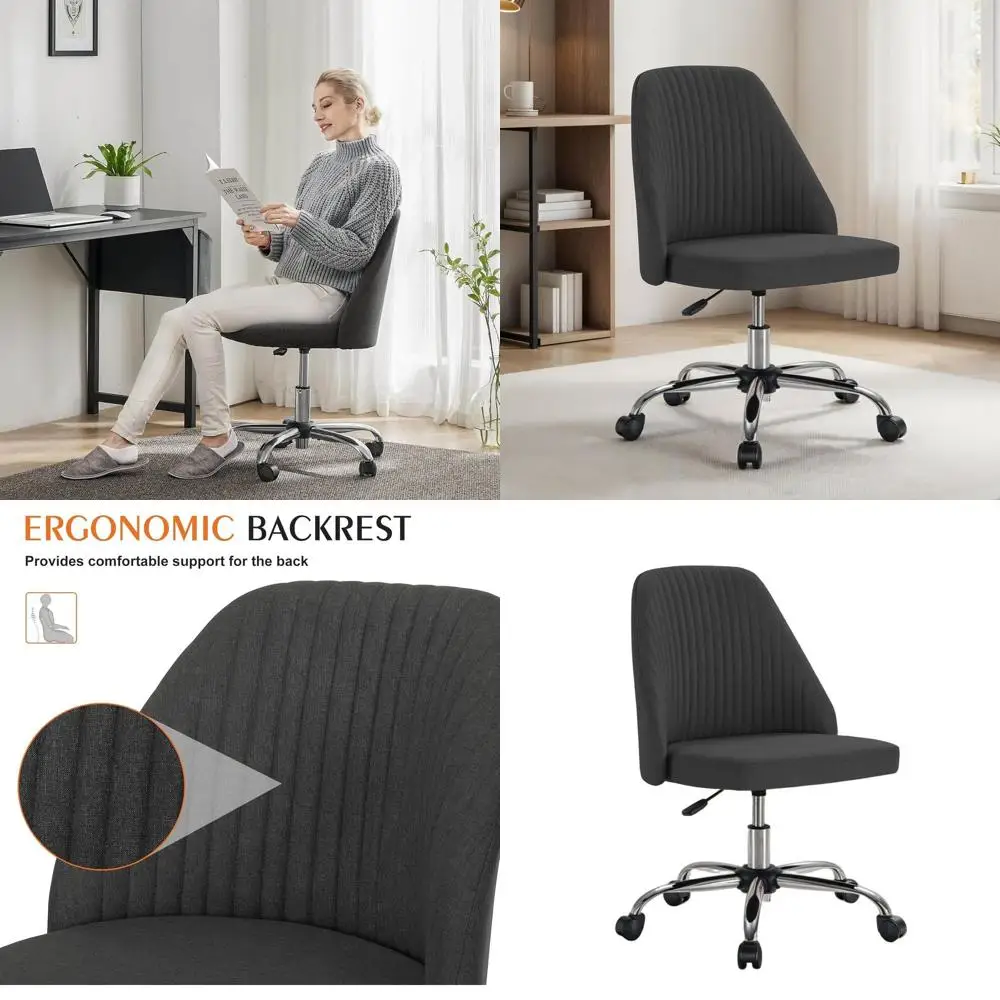 Modern Adjustable Height Swivel Chair with Wheels, Comfortable Home Office Desk Chair for Living Room, Bedroom, and Makeup, Dark
Modern Adjustable Height Swivel Chair with Wheels, Comfortable Home Office Desk Chair for Living Room, Bedroom, and Makeup, Dark