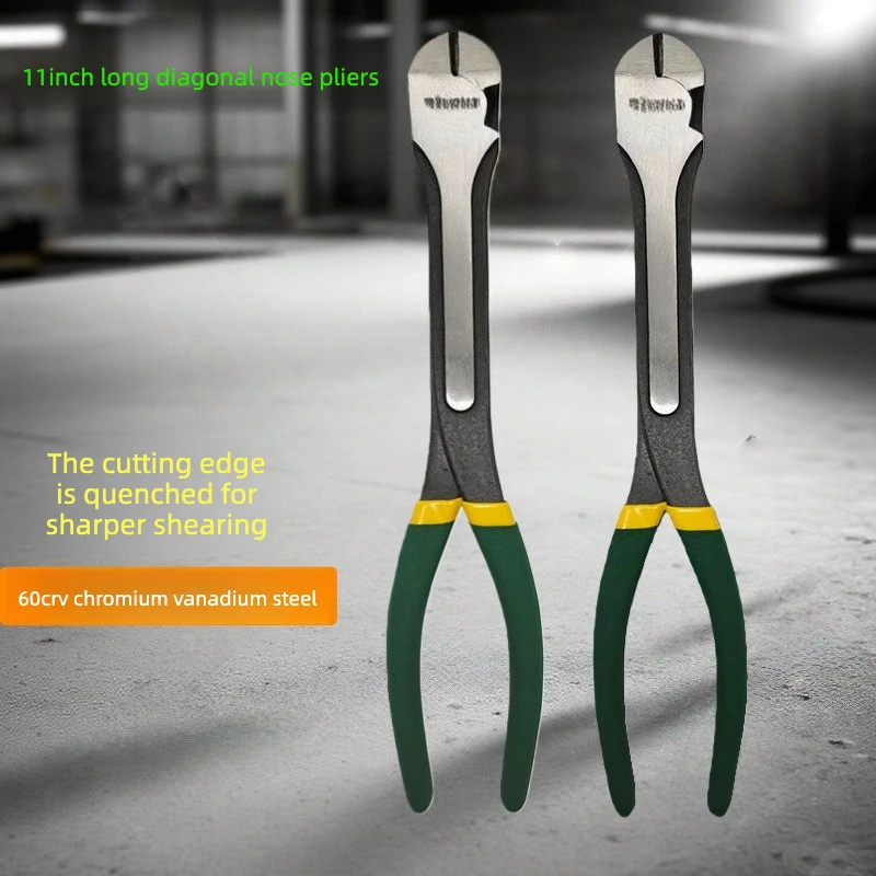 11-Inch extended oblique pliers, partial-mouth steel wire electric pliers, chrome steel
11-Inch extended oblique pliers, partial-mouth steel wire electric pliers, chrome steel