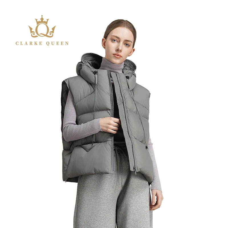CLARKE QUEEN 90% White Duck Down Vest for Women's Jacket Padded Puffer Short Sleeveless Hooded Gilet Casual Thickened Warm Waist
CLARKE QUEEN 90% White Duck Down Vest for Women's Jacket Padded Puffer Short Sleeveless Hooded Gilet Casual Thickened Warm Waist