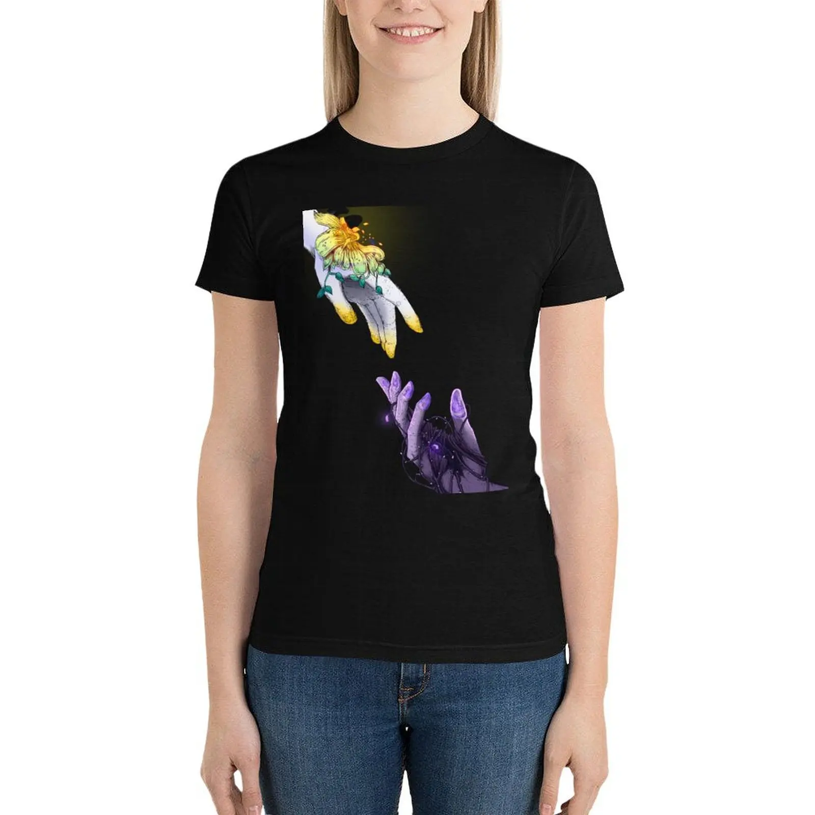 Hands of the Beginning Illustration T-Shirt anime clothes Female clothing Women's cotton t-shirt
Hands of the Beginning Illustration T-Shirt anime clothes Female clothing Women's cotton t-shirt