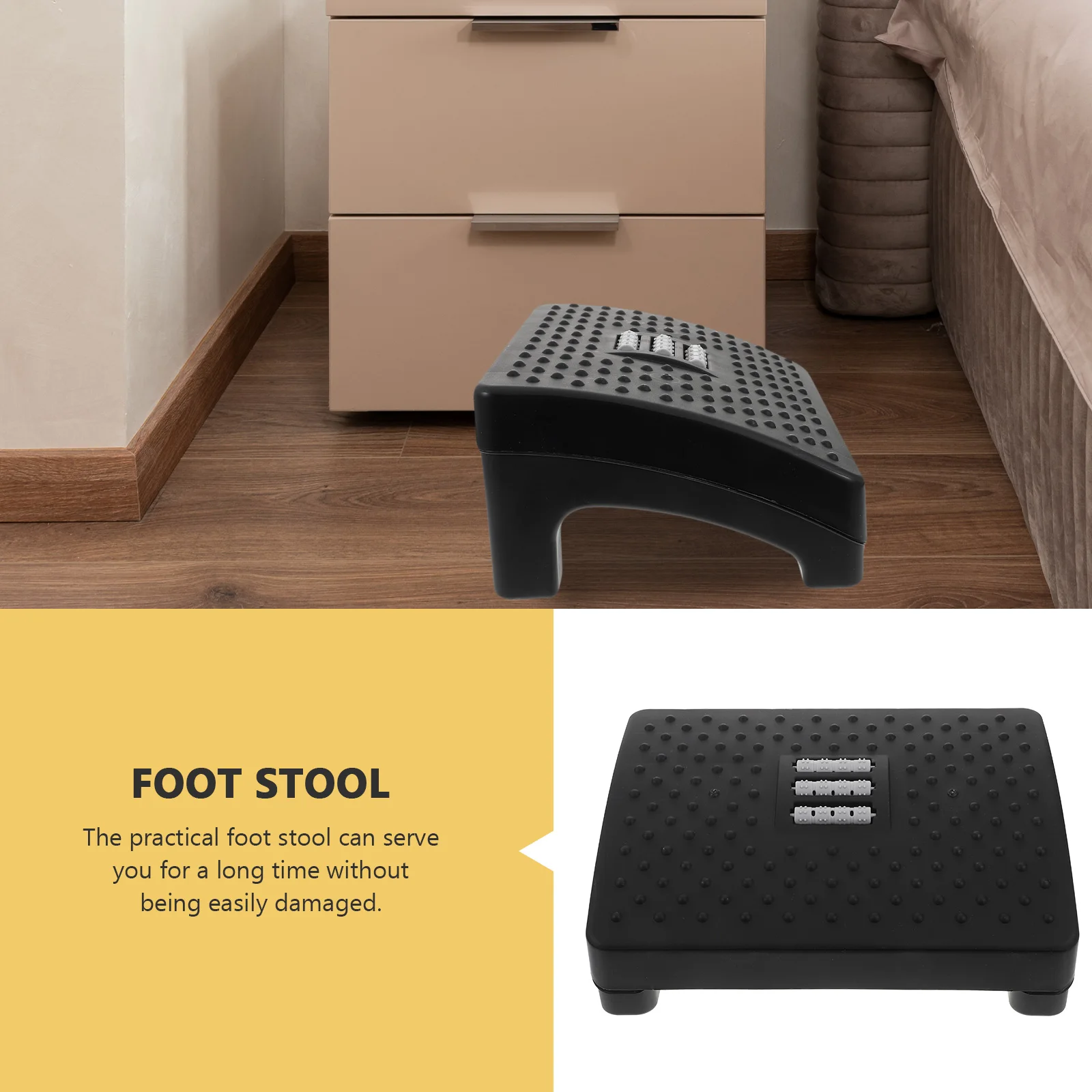 Footstool for Work Desk Massage Roller Black Plastic Office Child Pedals Piano Practice Indoor Stool Stepped Stools
Footstool for Work Desk Massage Roller Black Plastic Office Child Pedals Piano Practice Indoor Stool Stepped Stools