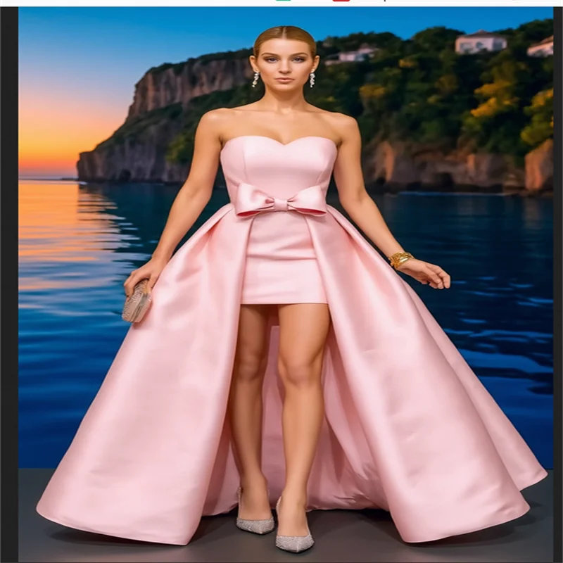 Розовое короткое платье 2025 для свадебного гостя, платье для выпускного без бретелек, викторианские платья для женщин со съемным шлейфом, вечерние на заказ
Розовое короткое платье 2025 для свадебного гостя, платье для выпускного без бретелек, викторианские платья для женщин со съемным шлейфом, вечерние на заказ