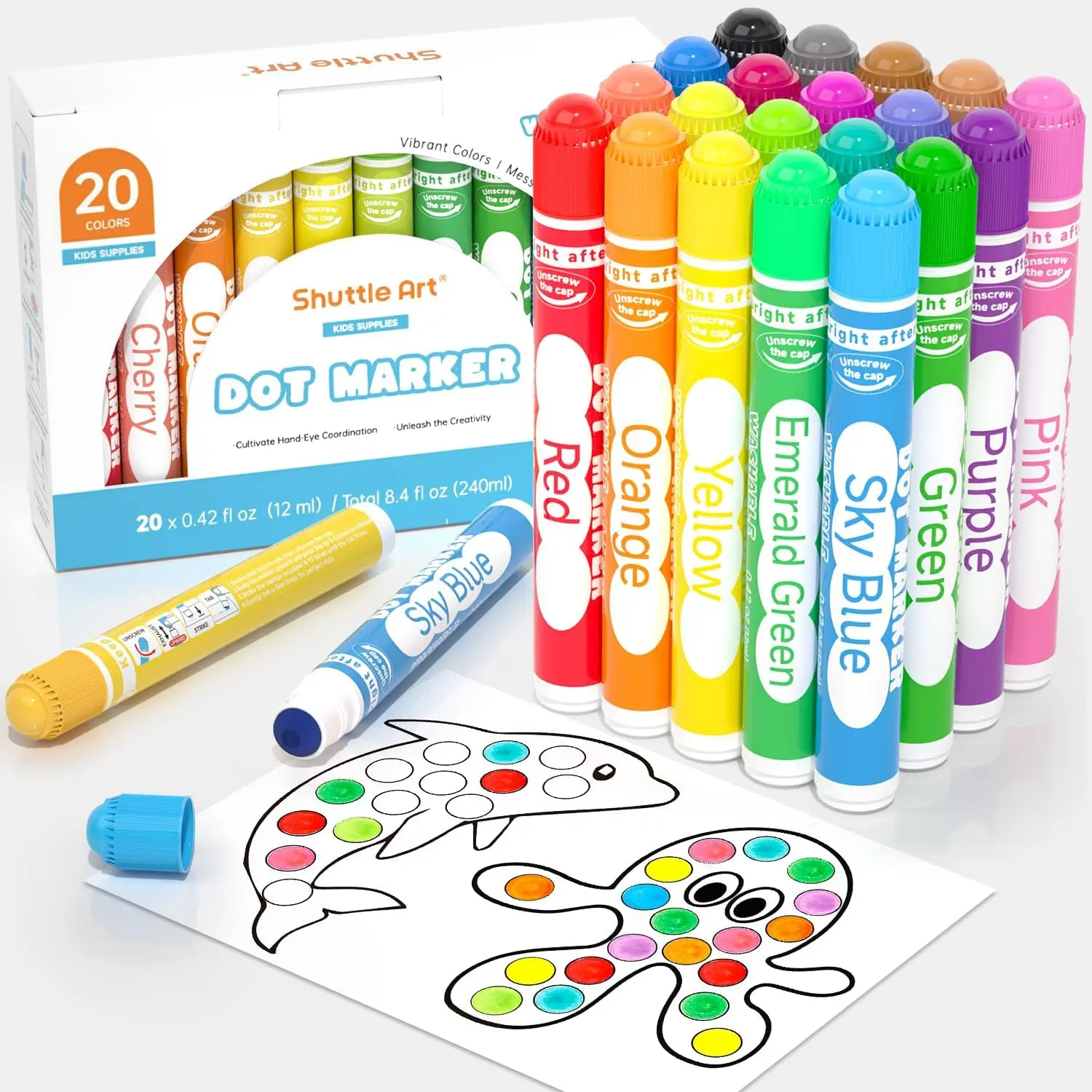 Dot Markers 20 Colors Washable for Toddlers Bingo Daubers Kids Preschool with Non Toxic Ink
Dot Markers 20 Colors Washable for Toddlers Bingo Daubers Kids Preschool with Non Toxic Ink