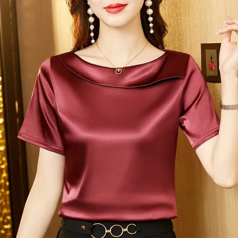 Women's Satin Short Sleeve T-Shirt Round Neck Loose Casual Blouse
Women's Satin Short Sleeve T-Shirt Round Neck Loose Casual Blouse