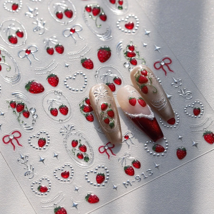 Red Strawberry Silver Stamped Bowknot Love Heart 3D Jelly Self Adhesive Nail Art Stickers Lovely Cherry Fruits Manicure Decals
Red Strawberry Silver Stamped Bowknot Love Heart 3D Jelly Self Adhesive Nail Art Stickers Lovely Cherry Fruits Manicure Decals