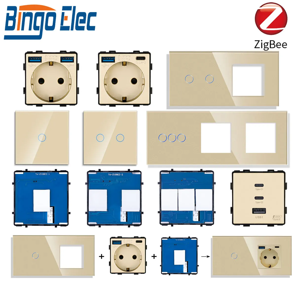 BINGOELEC 1/2/3G Smart Zigbee Switch EU Wall Socket Touch Glass Panel Smart Plug Module Home Automation DIY Customizable Combo
BINGOELEC 1/2/3G Smart Zigbee Switch EU Wall Socket Touch Glass Panel Smart Plug Module Home Automation DIY Customizable Combo