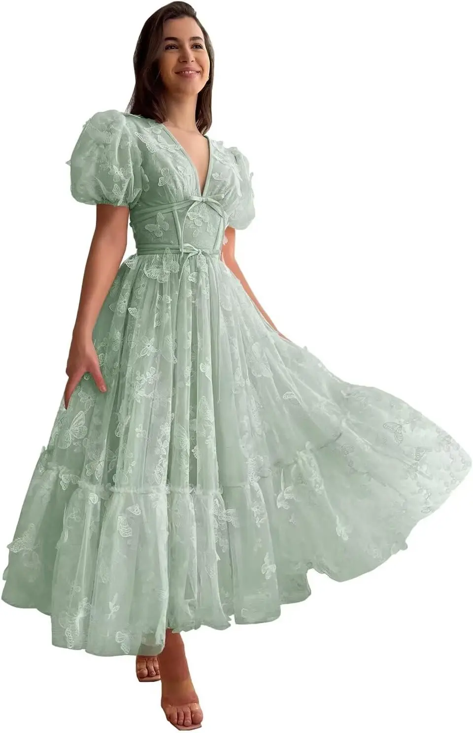 3D Butterfly Prom Dresses for Teens 2025 Puffy Sleeve V Neck Tea Length Formal Evening Wedding Party Gowns Bridesmaid Gown
3D Butterfly Prom Dresses for Teens 2025 Puffy Sleeve V Neck Tea Length Formal Evening Wedding Party Gowns Bridesmaid Gown