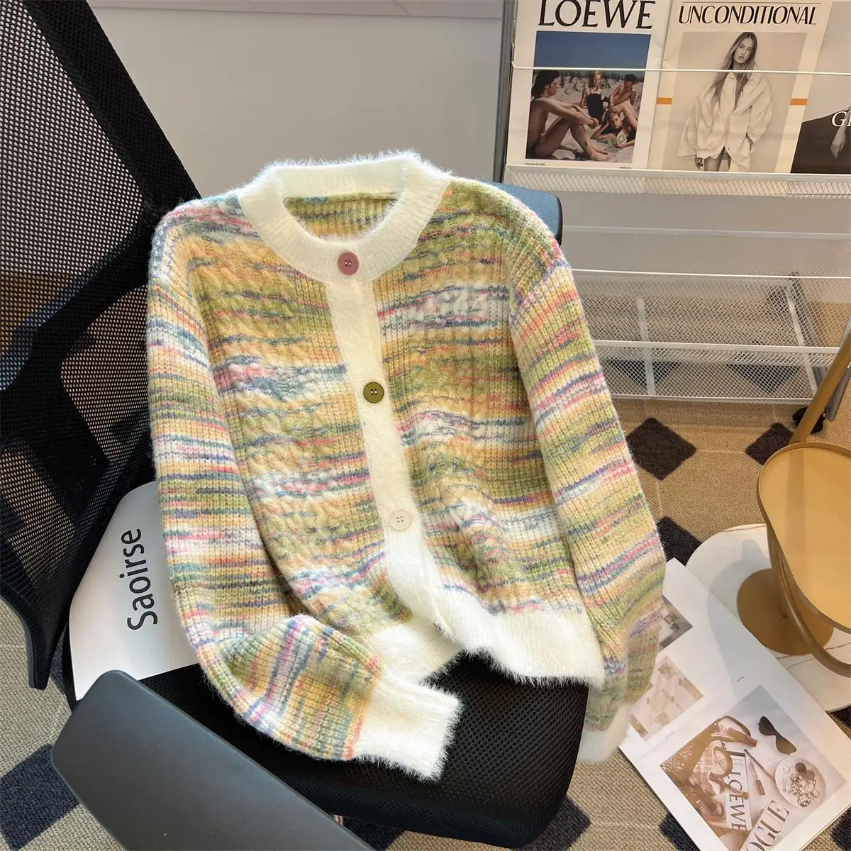 Gradient Color Loose Knit Cardigan Sweater Women Long Sleeve Single-breasted Tops Autumn Winter Elegant Stylish Fashion Jumpers
Gradient Color Loose Knit Cardigan Sweater Women Long Sleeve Single-breasted Tops Autumn Winter Elegant Stylish Fashion Jumpers