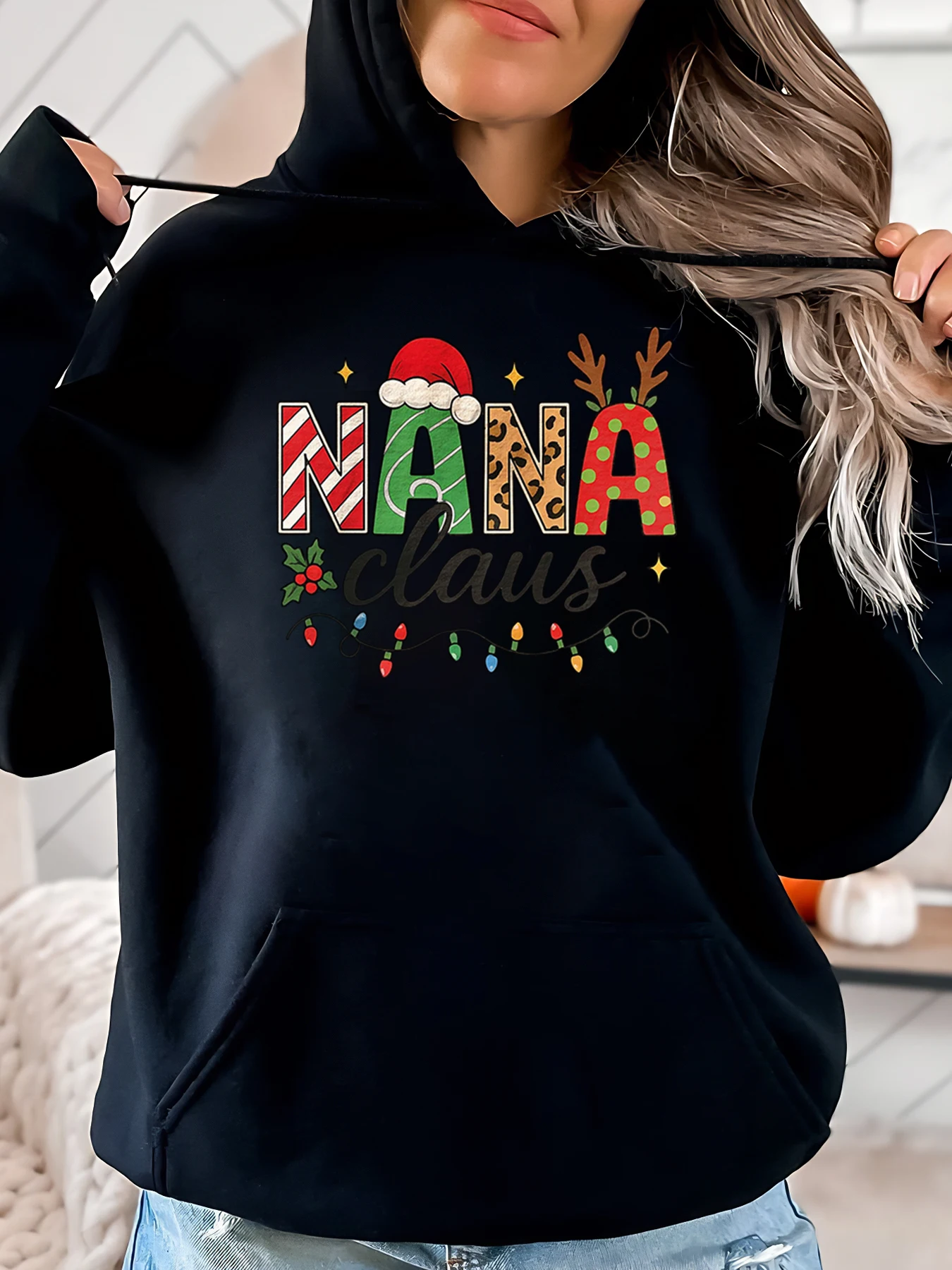 Рождественская толстовка с капюшоном Nana Claus для женщин, семейная праздничная вечеринка, черная, больших размеров
Рождественская толстовка с капюшоном Nana Claus для женщин, семейная праздничная вечеринка, черная, больших размеров