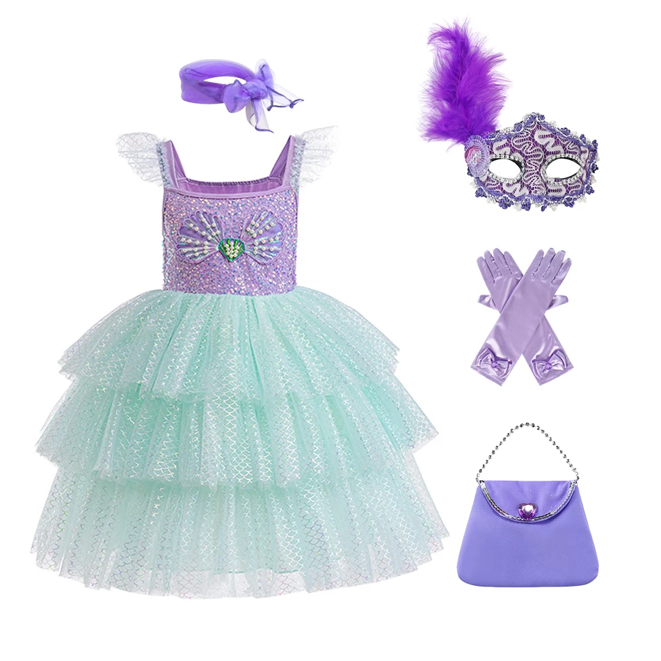 Mermaid Girl Ariel Cosplay Clothes Sweet and Cute Dress for Girls Kids Sequin Shell-decorated Puffy Gown Birthday Party Clothes
Mermaid Girl Ariel Cosplay Clothes Sweet and Cute Dress for Girls Kids Sequin Shell-decorated Puffy Gown Birthday Party Clothes