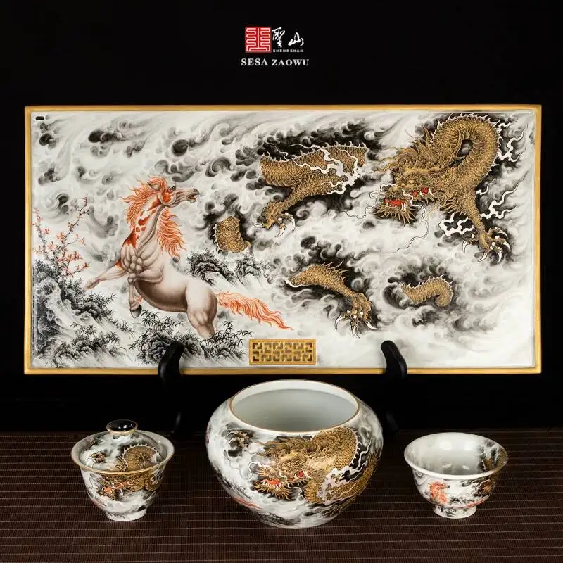 Sacred Mountain Pastel Colorful With Spirit Of The Dragon Horse, Jingdezhen Handmade Ceramic Tea Tray For Both Dry And Wet Use
Sacred Mountain Pastel Colorful With Spirit Of The Dragon Horse, Jingdezhen Handmade Ceramic Tea Tray For Both Dry And Wet Use