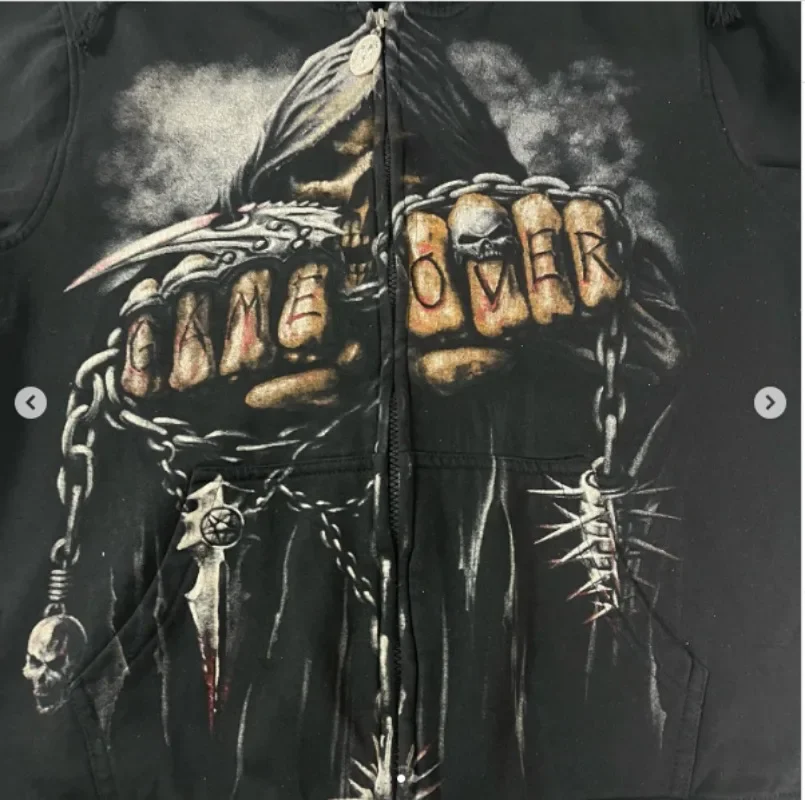 Y2k Vintage New Gothic Punk Style Skull Pattern Zipper Hoodie Autumn And Winter New Hip-hop Rock Loose Hooded Sweatshirt Female
Y2k Vintage New Gothic Punk Style Skull Pattern Zipper Hoodie Autumn And Winter New Hip-hop Rock Loose Hooded Sweatshirt Female