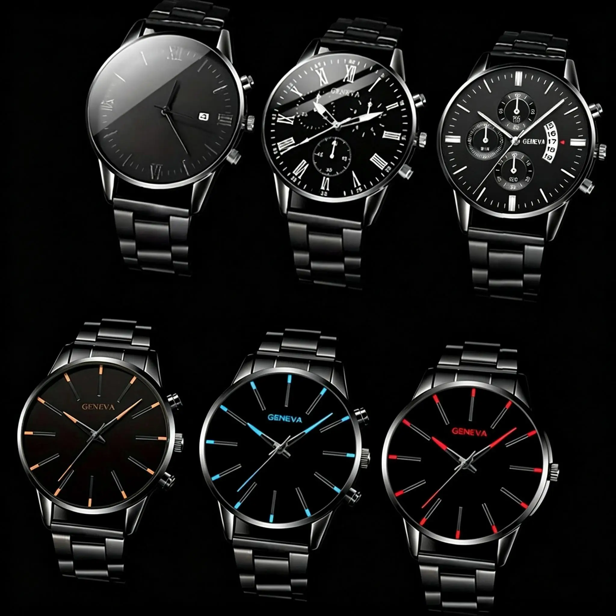 6pcs fashionable classic men's low-key gentleman luxury round quartz watch set gift - alloy round dial
6pcs fashionable classic men's low-key gentleman luxury round quartz watch set gift - alloy round dial
