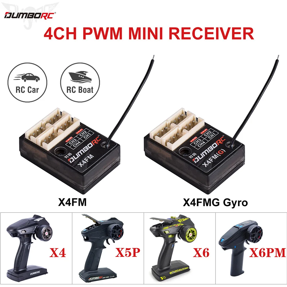 DumboRC X4FM X4FMG Gyro 4CH PWM Mini Receiver for DumboRC X6 X6PM X5P X4 RC Transmitter Mini DIY RC Drifting Car Boat
DumboRC X4FM X4FMG Gyro 4CH PWM Mini Receiver for DumboRC X6 X6PM X5P X4 RC Transmitter Mini DIY RC Drifting Car Boat
