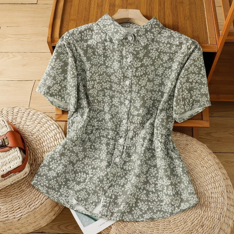 Women's Green Floral Linen Cotton Shirt Short Sleeve Slim Fit Casual Summer Blouse
Women's Green Floral Linen Cotton Shirt Short Sleeve Slim Fit Casual Summer Blouse