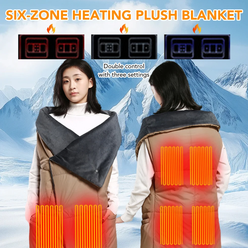 6 Area Multifunctional Winter Electric Blanket Coat Women Warmth Retention Heating Wearable Shawl Vest Home Use Warmth Clothes
6 Area Multifunctional Winter Electric Blanket Coat Women Warmth Retention Heating Wearable Shawl Vest Home Use Warmth Clothes