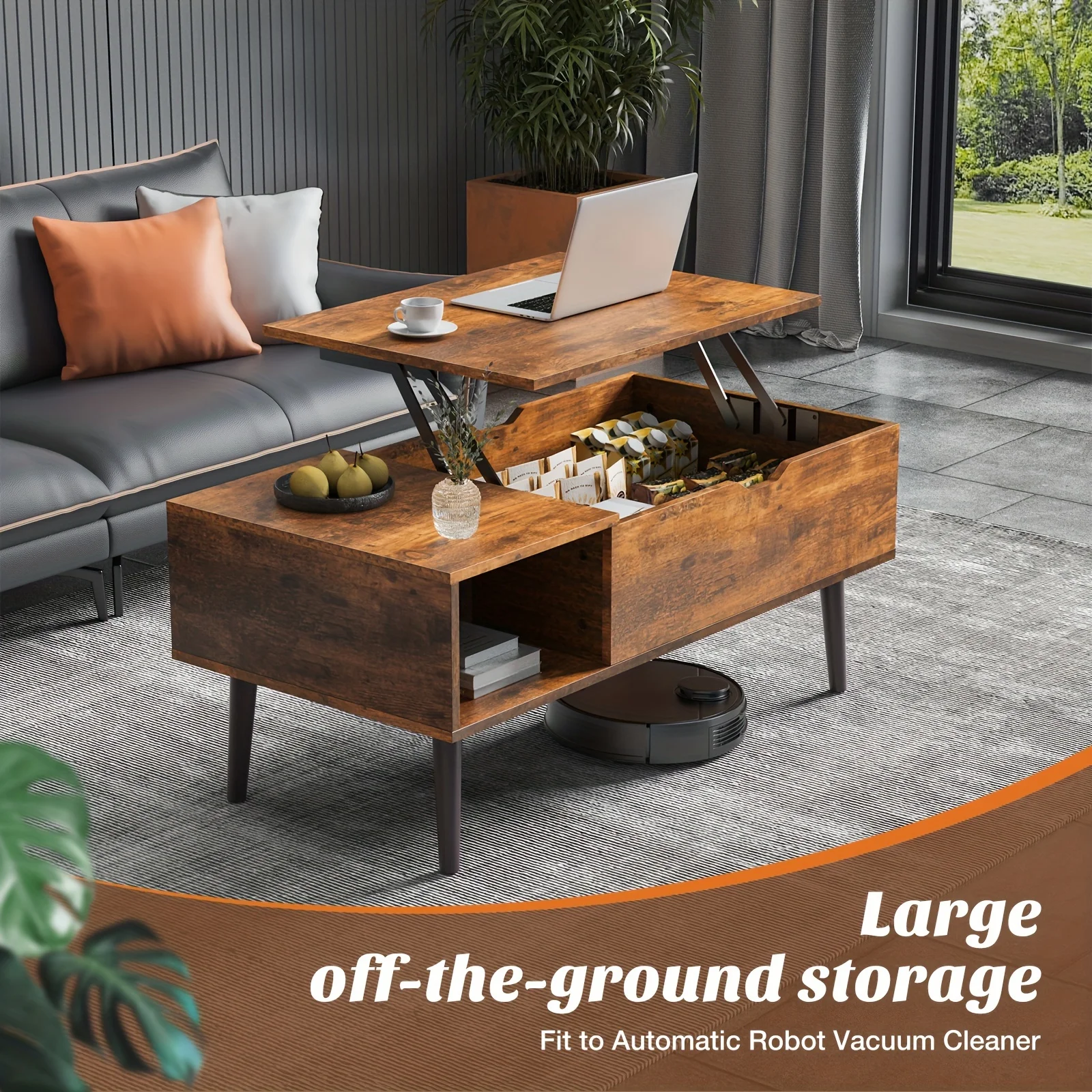 Lift Top Coffee Table For Living Room With Hidden Storage Compartment, With Adjustable Storage Shelf For Living Room, Vintage
Lift Top Coffee Table For Living Room With Hidden Storage Compartment, With Adjustable Storage Shelf For Living Room, Vintage