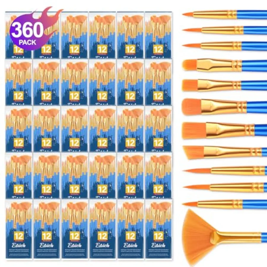 Paint Brushes Set, 30 Pack/360 Pcs Nylon Hair Round-Pointed Tip Paint Brushes for Acrylic, Watercolor, Oil and Miniature Painti
Paint Brushes Set, 30 Pack/360 Pcs Nylon Hair Round-Pointed Tip Paint Brushes for Acrylic, Watercolor, Oil and Miniature Painti