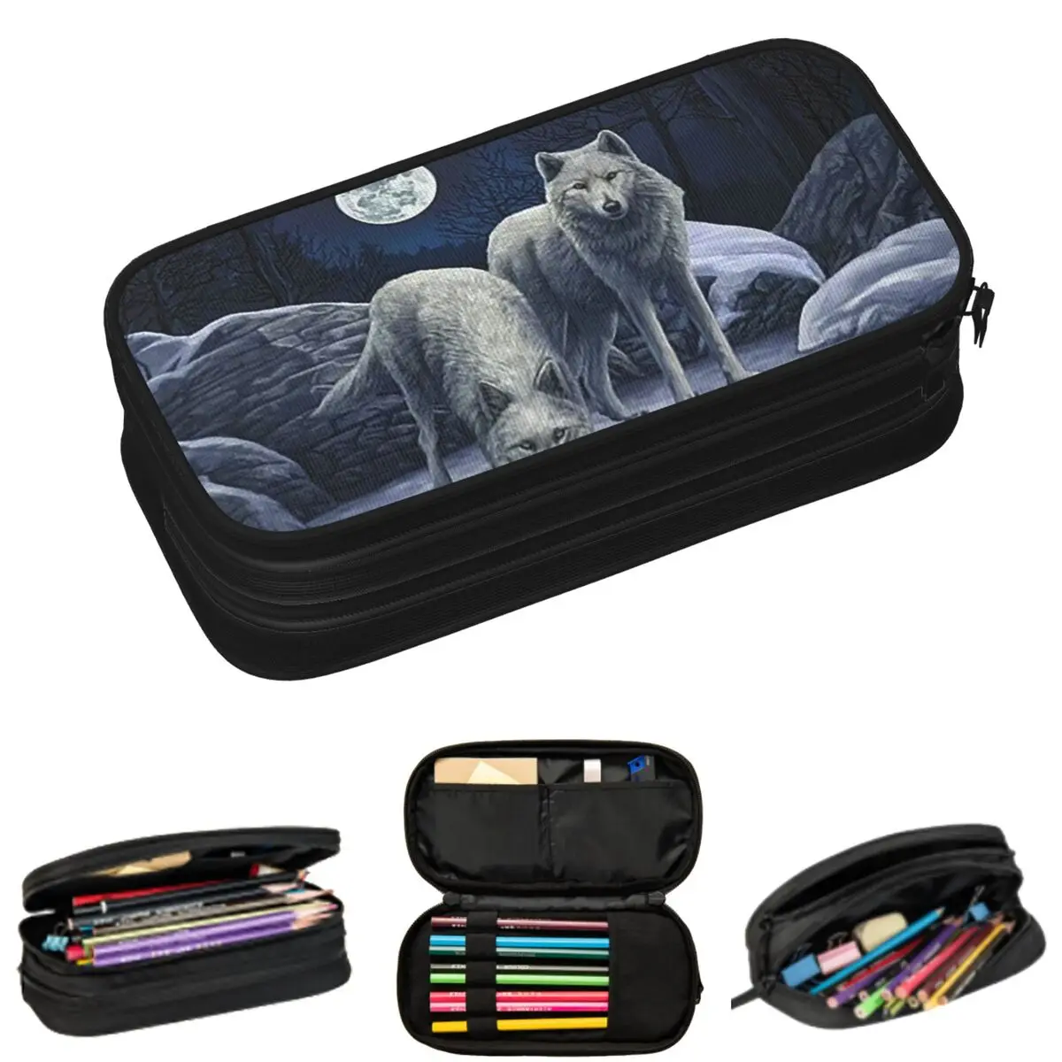 Snowy Wolf And Pine Tree And Moon Theme Pencil Cases for Student Gifts Pen Box Pencil Bag Big Capacity Pencil Pouch
Snowy Wolf And Pine Tree And Moon Theme Pencil Cases for Student Gifts Pen Box Pencil Bag Big Capacity Pencil Pouch
