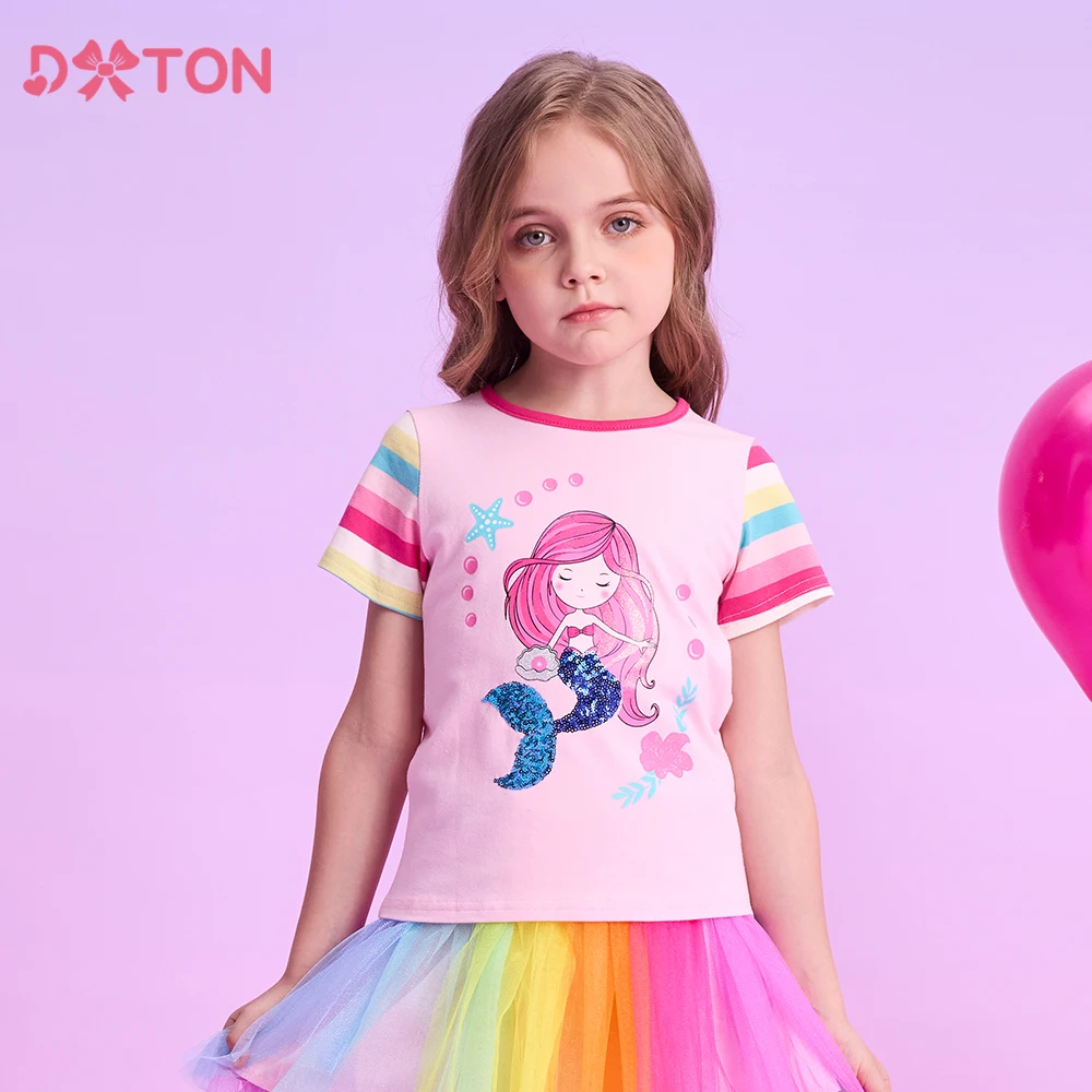 DXTON Summer Kids Tops For Girls Striped Short Sleeve Toddler T-shirts Mermaid Floral Children Pink Tees Girls Casual Clothing
DXTON Summer Kids Tops For Girls Striped Short Sleeve Toddler T-shirts Mermaid Floral Children Pink Tees Girls Casual Clothing