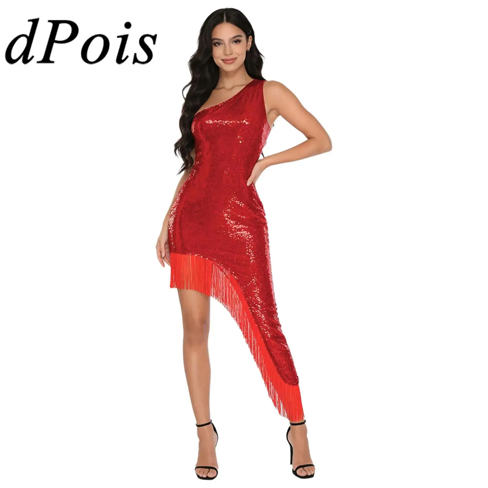 Womens Glittery Sequin Fringed Dress One Shoulder Sleeveless Irregular Tassel Bodycon Dress Cocktail Party Banquets Evening Gown
Womens Glittery Sequin Fringed Dress One Shoulder Sleeveless Irregular Tassel Bodycon Dress Cocktail Party Banquets Evening Gown