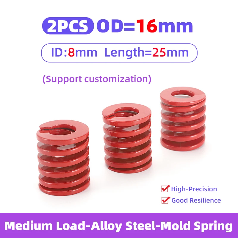 Creamily 2PCS/Lot Red Medium Load Mould Springs Spiral Stamping Alloy Steel Compression Die Springs OD=16mm ID=8mm L=25mm
Creamily 2PCS/Lot Red Medium Load Mould Springs Spiral Stamping Alloy Steel Compression Die Springs OD=16mm ID=8mm L=25mm