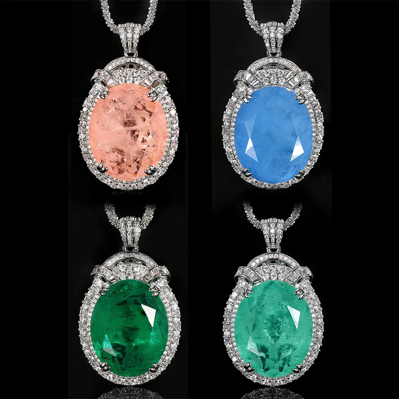 Luxury Oval Cut Pink Blue Topaz Emerald Pendant Necklace Accent Vintage Style Fine Jewelry for Women Wedding Engagement Gift
Luxury Oval Cut Pink Blue Topaz Emerald Pendant Necklace Accent Vintage Style Fine Jewelry for Women Wedding Engagement Gift