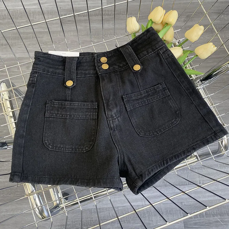 Black High Waist Denim Shorts 2025 Women New Chic Button Design Wide Leg Short Korean Retro Loose A-Line Jean Shorts
Black High Waist Denim Shorts 2025 Women New Chic Button Design Wide Leg Short Korean Retro Loose A-Line Jean Shorts