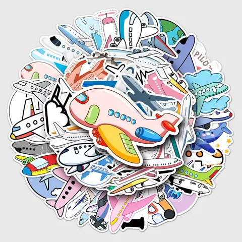 10/30/50PCS Funny Airplane Cartoon Stickers DIY Phone Laptop Luggage Skateboard Graffiti Decals Fun for Kid Gift