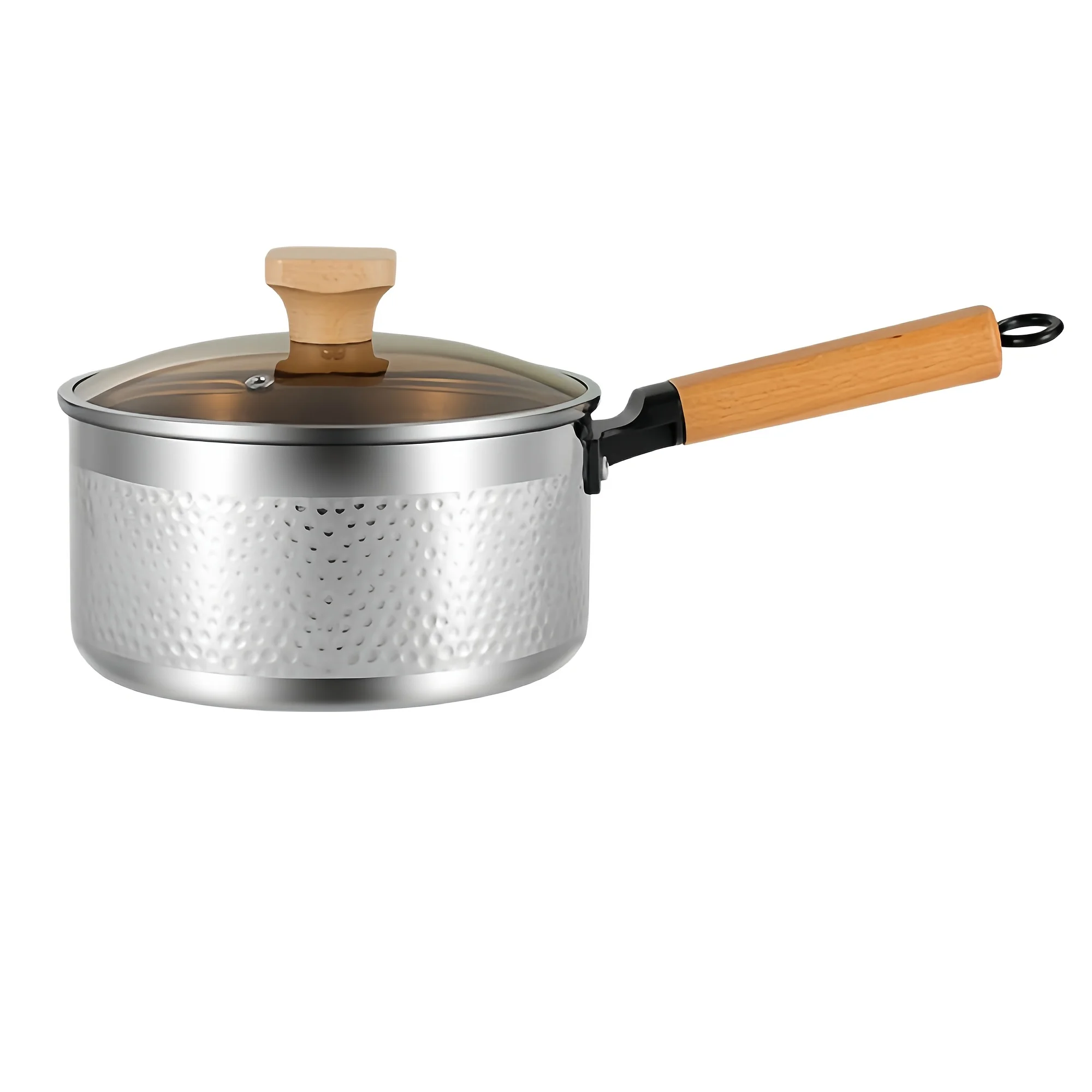 316 (18/10) stainless steel single handle milk pot, 3-layer composite steel kitchenware with glass lid, thickened pot body
316 (18/10) stainless steel single handle milk pot, 3-layer composite steel kitchenware with glass lid, thickened pot body